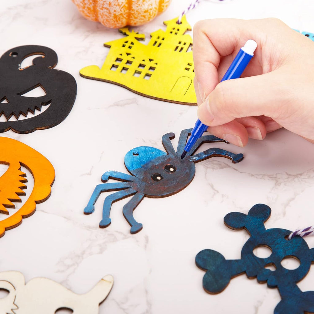 Set 72 Figuras de Madera para Halloween con Cuerda