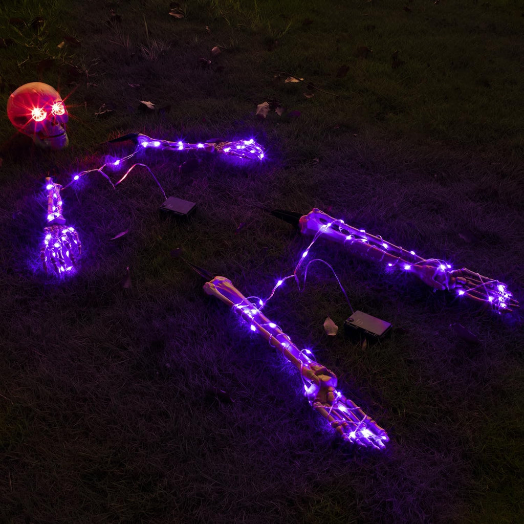 Esqueleto Iluminado Halloween con Luces LED Púrpura y Ojos Rojos
