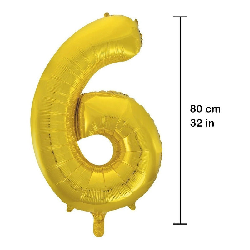 Globo Metálico Números 32 Pulgadas (80 Cm) Color Oro