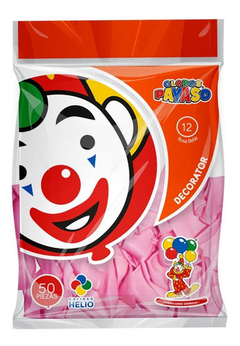 Globos Payaso Colores Lisos # 12 C/ 50 Piezas Color Rosa