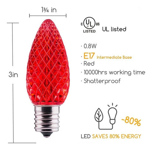 Paquete De 50 Bombillas Repuesto Para Navidad Luces Led C9