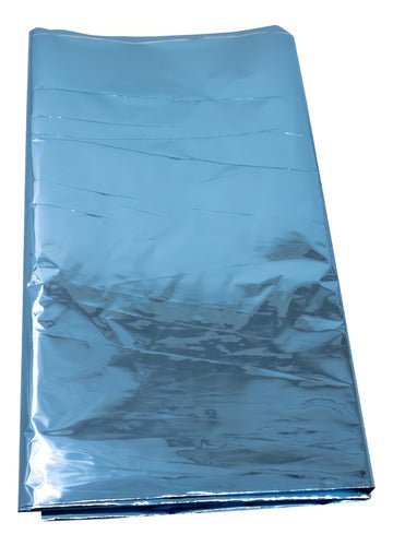 Mantel Rectangular Fiesta Metálico Decoración Color Azul Cielo