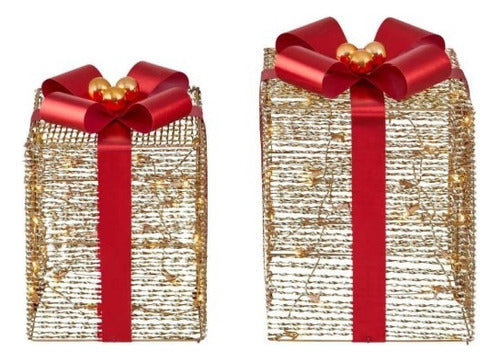 Cajas De Regalo Led 2 Piezas Decoración Navideña Para Hogar