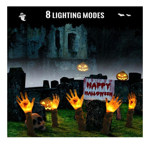 Decoracion Halloween Para Jardin Manos Zombie Con Luz 5 Pack