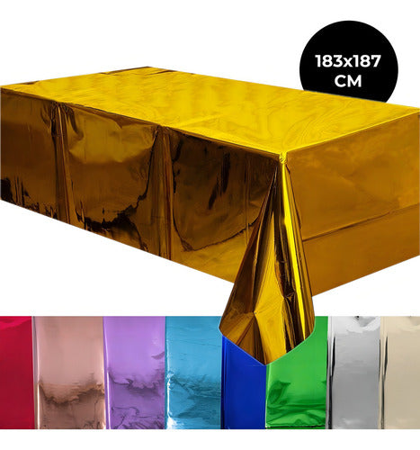 Mantel Rectangular Fiesta Metálico Decoración Color Rose Gold