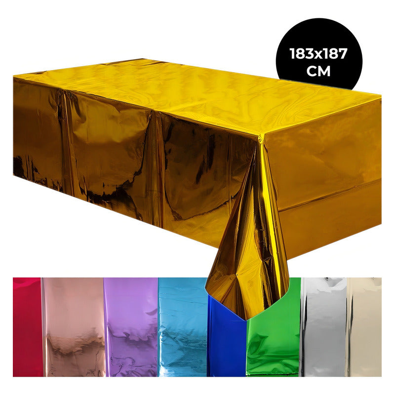 Mantel Rectangular Fiesta Metálico Decoración Color Verde