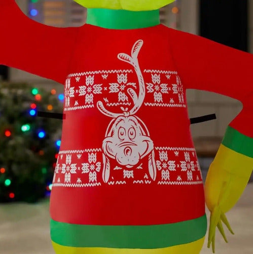 Inflable Navideño Iluminado The Grinch Jardin 1.22 Mts