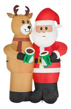 Inflable Navideño Gigante Con Luz Led Santa Y Reno 2.43 Mts