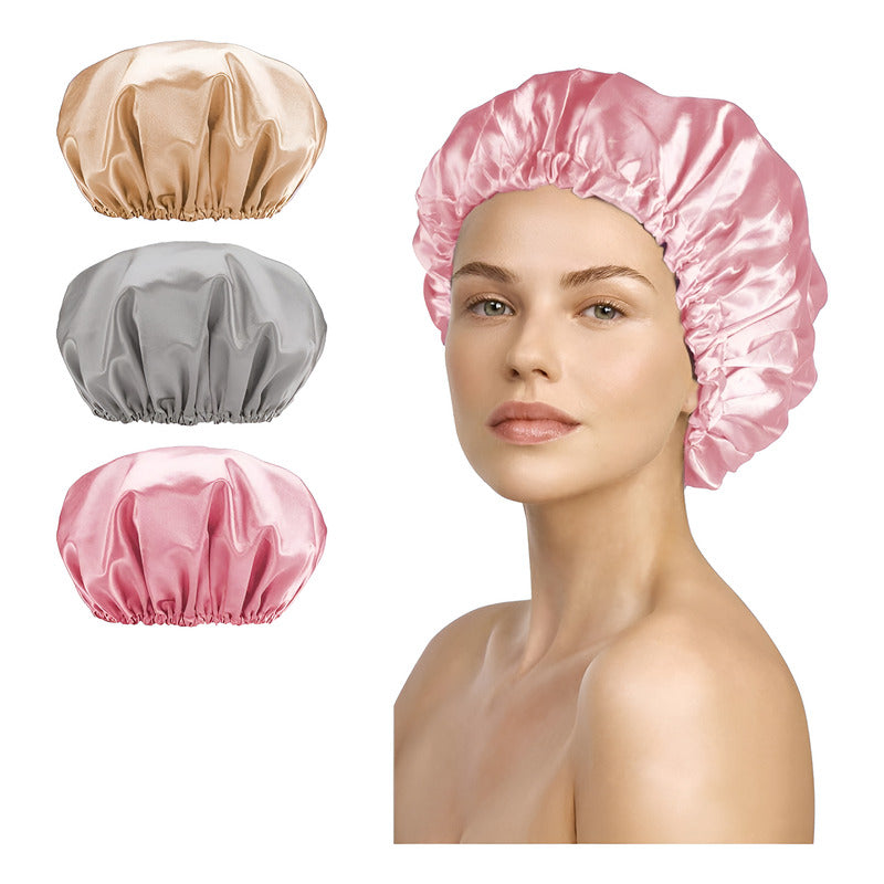 Gorros De Baño Satinado Para Mujer Y Una Scrunchies