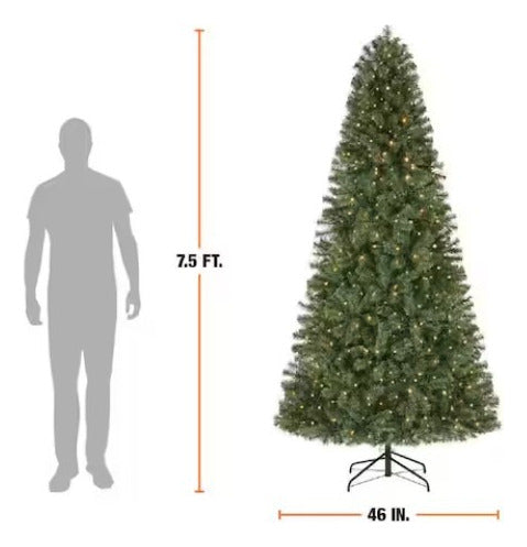 Árbol De Navidad Festive Iluminado 2.28 M 500 Led 1100 Ramas
