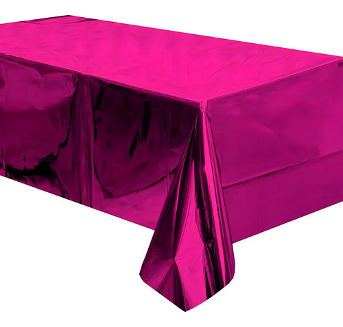 Mantel Rectangular Fiesta Metálico Decoración Color Fucsia