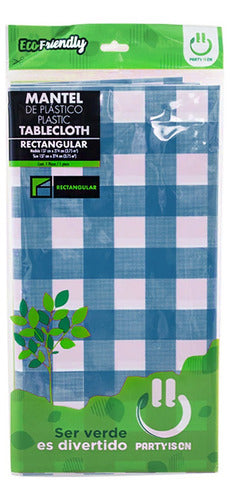 Mantel Rectangular De Plástico 137x274 Cm (party Is On) Color Cuadros Azules