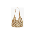 Bolso De Hombro Para Dama Hobo De Paja Con Asas Café