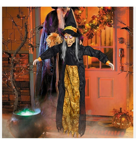 Decoracion De Halloween Bruja Colgante Parlante Ojos Rojos