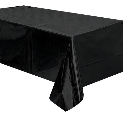 Mantel Rectangular Fiesta Metálico Decoración Color Negro