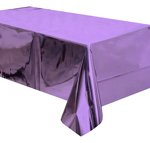 Mantel Rectangular Fiesta Metálico Decoración Color Lila