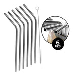 Popote Metálico (6 Piezas) Tornasol Y Plata Color Plateado