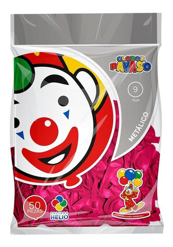 Globo Payaso Metalico # 9 C/50 Piezas Color Fucsia