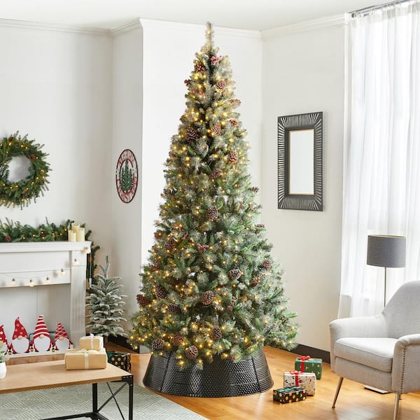 Collar de Árbol de Navidad Metálico Negro Martillado Glitzhome 102.8 cm Diámetro