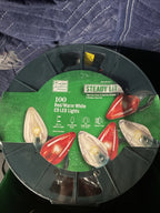 Luces LED C9 de Vacaciones Home Accents, 100 Luces Rojas/Blancas Cálidas, Iluminación Festiva