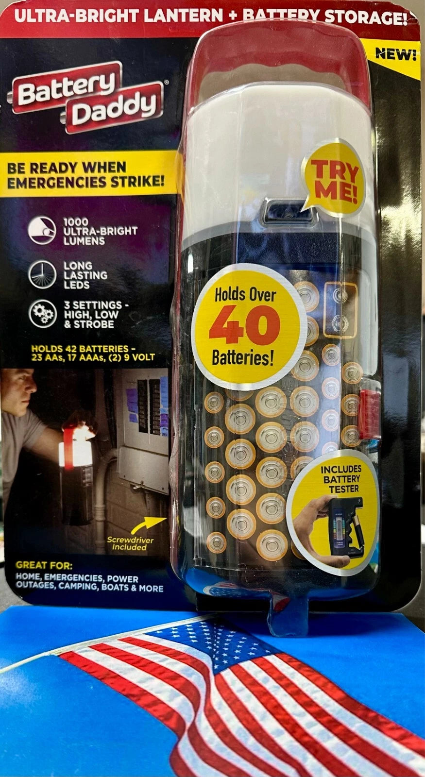 Linterna Ultrabrillante Battery Daddy y Estuche de Almacenamiento de Baterías