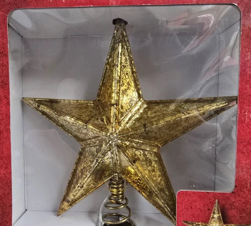 Brillante Estrella Dorada LED de 28cm para Decorar la Cima del Árbol de Navidad